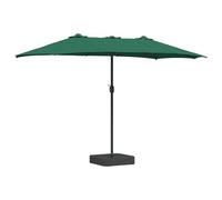 vidaXL Paraguas Exterior Doble Verde 385 x 209 x 244 cm de - Estructura de acero pintada, tela de poliéster, plegable, con manivela y luces LED - Sombrilla resistente al agua, ideal para patios de ve