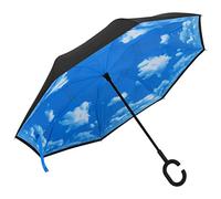 vidaXL Paraguas Mango Forma en C Palo Manual Sombrilla de Lluvia Antiviento Hombre Mujer Portátil Viaje Camina Acampa Caza Robusto Negro 108 cm