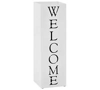 vidaXL Paragüero diseño Welcome Acero Blanco