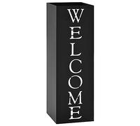 vidaXL Paragúero Diseno Welcome Acero Negro