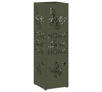 vidaXL Paraguero Verde Oliva con Almacenamiento Soporte Rectangular de Metal para Paraguas Diseño Decorativo de Mariposa Estilo Contemporáneo Uso Interior Ideal para Organización del Pasillo Moderno E