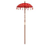 vidaXL Parasol Balinés 125 x 125 x 260 cm Algodón Redondo Rojo