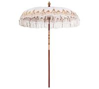 vidaXL Parasol Balinés Crema 190 x 190 x 260 cm Algodón, Paraguas Balinés Elegante, Sombrilla de Algodón, Refugio de Jardín, Sombra Tropical, para el Exterior