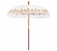 vidaXL Parasol Balinés Crema 215 x 215 x 260 cm Algodón, Paraguas Balinés Elegante, Sombrilla de Algodón, Refugio de Jardín, Sombra Tropical, para el Exterior