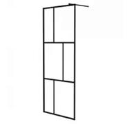vidaXL Mampara de ducha Accesible Apertura central Vidrio templado Negro 80x195 cm