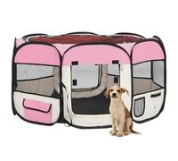 vidaXL Parque de Perros Plegable y Bolsa Transporte Corral Gatos Mascotas Animale Jaula Refugio Cachorros Corralito Perrera Rosa 125x125x61cm