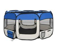 vidaXL Parque de Perros Plegable y Bolsa Transporte Corral Gatos Mascotas Animale Jaula Refugio Cachorros Corralito Perrera Azul 125x125x61cm
