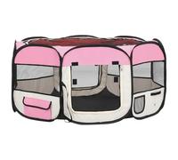 vidaXL Parque de Perros Plegable y Bolsa Transporte Corral Gatos Mascotas Animale Jaula Refugio Cachorros Corralito Perrera Rosa 145x145x61cm