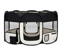 vidaXL Parque de Perros Plegable y Bolsa Transporte Corral Gatos Mascotas Animale Jaula Refugio Cachorros Corralito Perrera Negro 145x145x61cm