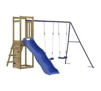 vidaXL Parque Infantil de Exterior Madera de Pino impregnada, Juego de Columpios de jardín, casa de Juegos con Columpio, Juego de Columpio y tobogán