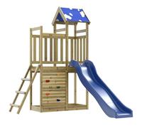 vidaXL Parque Infantil de Exterior Madera de Pino impregnada, Juego de Columpios de jardín, casa de Juegos con tobogán, Parque Infantil de Madera