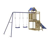 vidaXL Parque Infantil de Exterior Madera de Pino impregnada, Juego de Columpios de jardín, casa de Juegos con Columpio, Juego de Columpio y tobogán