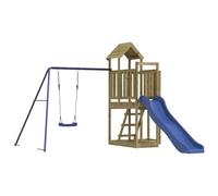 vidaXL Parque Infantil de Exterior Madera de Pino impregnada, Juego de Columpios de jardín, casa de Juegos con Columpio, Juego de Columpio y tobogán