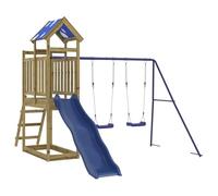 vidaXL Parque Infantil de Exterior Madera de Pino impregnada, Juego de Columpios de jardín, casa de Juegos con Columpio, Juego de Columpio y tobogán