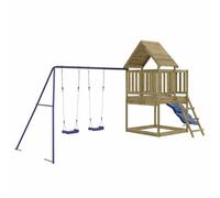 vidaXL Parque Infantil de Exterior Madera de Pino impregnada, Juego de Columpios de jardín, casa de Juegos con Columpio, Juego de Columpio y tobogán