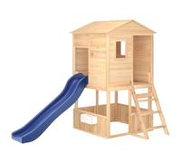 vidaXL Parque Infantil de Exterior Madera Maciza de Abeto, Juego de Columpios de jardín, casa de Juegos con tobogán, Parque Infantil de Madera