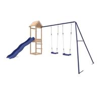 vidaXL Parque Infantil de Exterior Madera Maciza de Pino, Juego de Columpios de jardín, casa de Juegos con Columpio, Juego de Columpio y tobogán