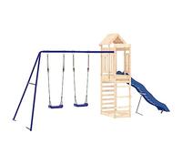 vidaXL Parque Infantil de Exterior Madera Maciza de Pino, Juego de Columpios de jardín, casa de Juegos con Columpio, Juego de Columpio y tobogán