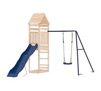 vidaXL Parque Infantil de Exterior Madera Maciza de Pino, Juego de Columpios de jardín, casa de Juegos con Columpio, Juego de Columpio y tobogán