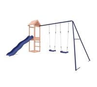 vidaXL Parque Infantil de Exterior Madera Maciza Douglas, Juego de Columpios de jardín, casa de Juegos con Columpio, Juego de Columpio y tobogán