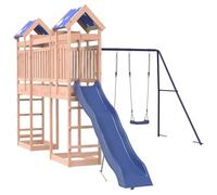 vidaXL Parque infantil de exterior madera maciza Douglas, juego de columpios de jardín, casa de juegos con columpio, juego de columpio y tobogán
