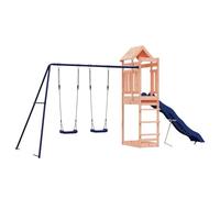vidaXL Parque Infantil de Exterior Madera Maciza Douglas, Juego de Columpios de jardín, casa de Juegos con Columpio, Juego de Columpio y tobogán