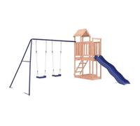 vidaXL Parque Infantil de Exterior Madera Maciza Douglas, Juego de Columpios de jardín, casa de Juegos con Columpio, Juego de Columpio y tobogán