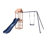 vidaXL Parque Infantil de Exterior Madera Maciza Douglas, Juego de Columpios de jardín, casa de Juegos con Columpio, Juego de Columpio y tobogán