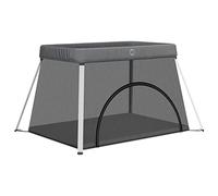 vidaXL Parque Infantil para bebés con colchón Tela Lino Gris Oscuro