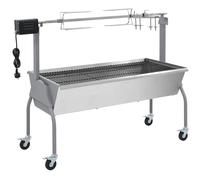 vidaXL Parrilla de con Asador Jardín Motor Eléctrico Plata BBQ Grill