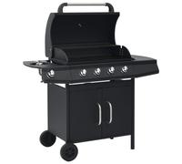VidaXL Parrilla De Gas 4+1 Llamas Negra Acero