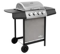 VidaXL Parrilla De Gas Con 4 Llamas Negra Y Plateada