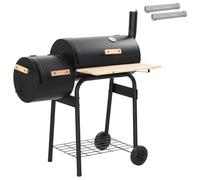 vidaXL Parrilla exterior 103 x 60 x 113 cm Acero Negro, Parrilla exterior moderna, Barbacoa portátil para jardín, camping, acero resistente a la intemperie con termómetro