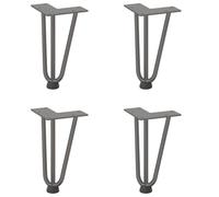 vidaXL Patas de horquilla para mesa de centro (4 unidades, acero natural, 20 cm, acero macizo)