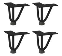 vidaXL Patas de Horquilla para Mesa de Centro (4 Unidades), Color Negro, 10 cm, Acero Macizo
