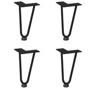 vidaXL Patas de horquilla para mesa de centro (4 unidades), color negro, 20 cm, acero macizo