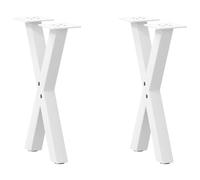vidaXL Patas de mesa de centro forma X 2uds acero blanco 28x(42-43) cm, pata de mesa, pata de mesa de metal, pata de mueble, pata de mesa de muebles