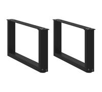 vidaXL Patas para mesa de centro en forma de U (2 unidades), color negro, 70 x (30-31) cm, acero