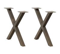 vidaXL Patas para Mesa de Centro en Forma de X (2 Unidades), Acero Natural, 50 x (42-43) cm.