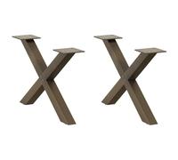 vidaXL Patas para Mesa de Centro en Forma de X (2 Unidades), Acero Natural, 60 x (30-31) cm.