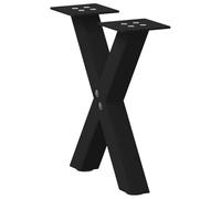 vidaXL Patas para mesa de centro en forma de X (2 unidades), color negro, 37 x (30-31) cm, acero