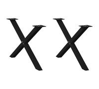 vidaXL Patas para mesa de centro en forma de X (2 unidades), color negro, 70 x (42-43) cm, acero