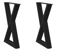 vidaXL Patas para mesa de comedor (2 unidades), color negro, 60 x 72-73,3 cm, acero