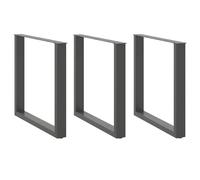 vidaXL Patas para mesa de comedor en forma de U (3 unidades), antracita, 90 x (72-73) cm, acero