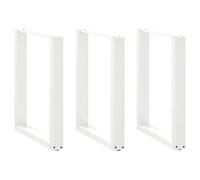 vidaXL Patas para mesa de comedor en forma de U (3 unidades), color blanco, 70 x (72-73) cm, acero