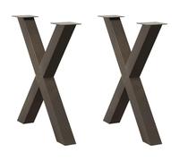 vidaXL Patas para mesa de comedor en forma de X – 2 unidades, acero natural, 70 x 72–73 cm