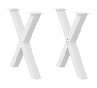 vidaXL Patas para Mesa de Comedor en Forma de X (2 Unidades), Color Blanco, 70 x (72-73) cm, Acero