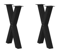 vidaXL Patas para mesa de comedor en forma de X (2 unidades), color negro, 50 x (72-73) cm, acero