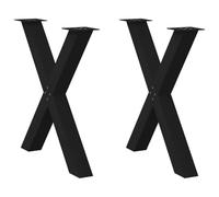 vidaXL Patas para mesa de comedor en forma de X (2 unidades), color negro, 70 x (72-73) cm, acero
