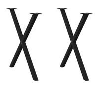 vidaXL Patas para mesa de comedor en forma de X (2 unidades), color negro, 80 x (72-73) cm, acero